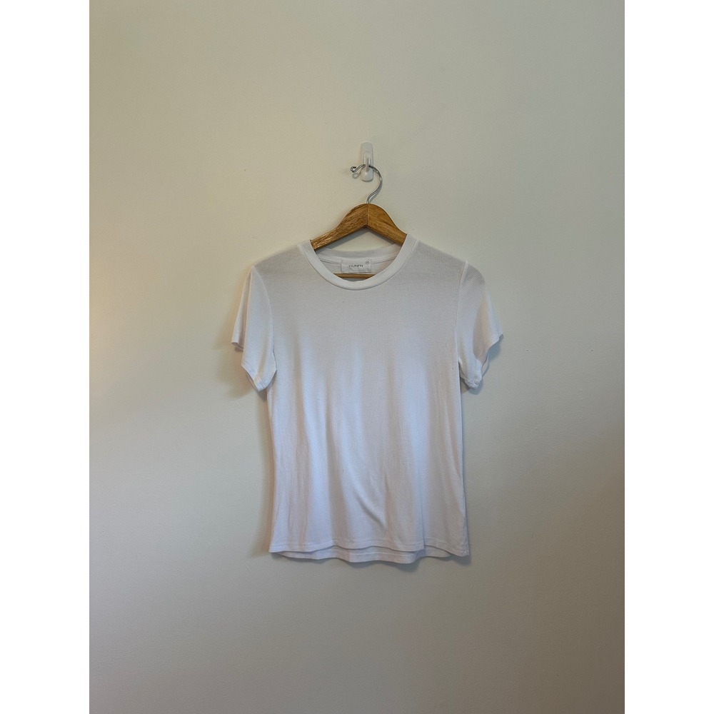 Six Fifty Ribbed Knit Short Sleeve‎ Crew Neck T-Shirt in White | Size Medium
